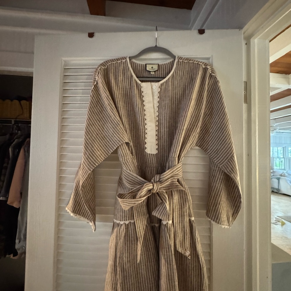 Tuckernuck Tan Stripe Mini Dress Belted Size M NWT $259 Retail